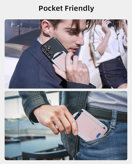 HiWe for MagSafe Wallet for Galaxy S25/S24 Series with Magnetic Case and iPhone 17/16/15/14/13/12 Series, No Case, 6 Cards Holder, RFID Leather Slim, Pink