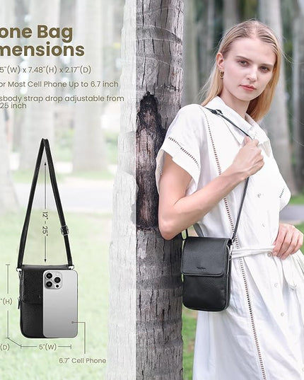 befen Genuine Leather Small Crossbody Bags for Women, Cell Phone Cross body Purse Bag with RFID Blocking Card Slots