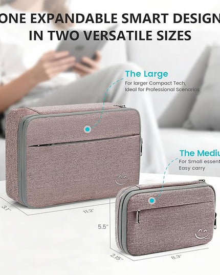 Travelkin Travel Electronic Cord Organizer Travel Case, Travel Cable Organizer Bag For Charger, Phone, Sd Card, Sim Card, Earphone, Usb Drives (Pink)