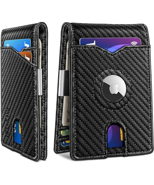 miyozi Airtag Wallet for Men,with Money Clip 11 Cards Slim Front Pocket Leather RFID Blocking Wallet with Gift Box