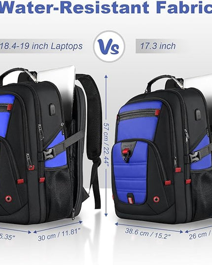 Z-MGKISS Gaming Laptop Travel Backpack Fits 18.4"-19" Laptops, Extra Large TSA Carry On Bag, College Business Work Mens Backpack, Blue