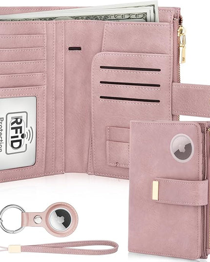 HUANLANG Passport Holder with Airtag for Women/Men, Airtag Passport Wallet for Travel Leather Passport Holder RFID Blocking,Travel Passport Walelt with Credit Card Holder