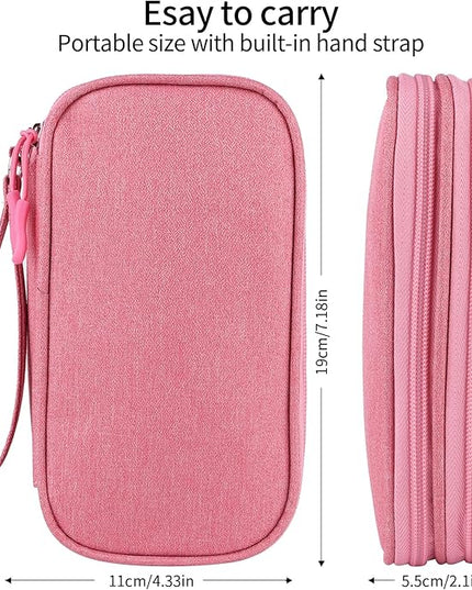 JIAKAI Travel Cable Organizer,Electronics Accessories Organizer Bag,for Charger, Phone, memory card,Travel Gadget Bag-Pink