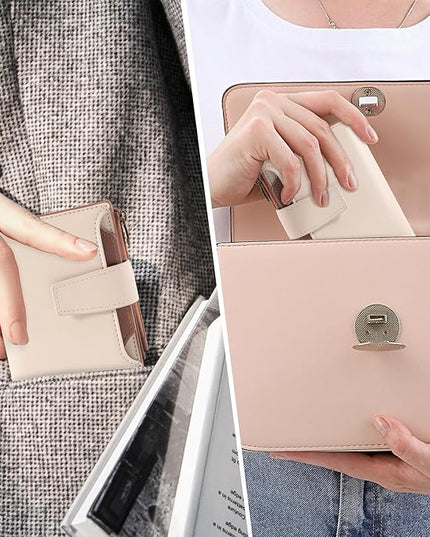 Airkit Small Wallet Women RFID Blocking Soft Leather Bifold Compact Card Holder Wallet for Women with Zipper Coin Pocket 4 ID Window