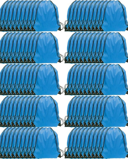 GoodtoU Drawstring Bags - 100 Piece Nylon Backpacks with Drawstring for Gym, Sport (Sky Blue)