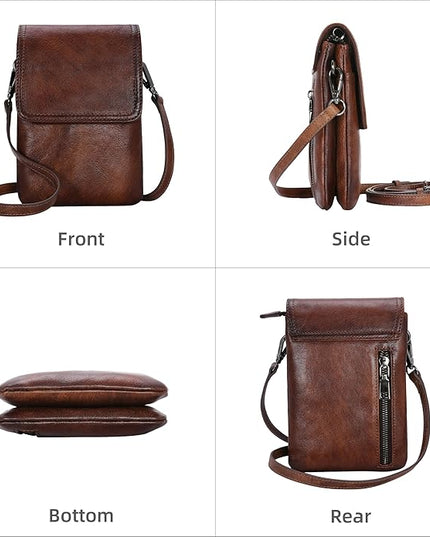 Iswee Leather Crossbody Bags for Women RFID Blocking Cell Phone Purse Small Anti-Theft Zippered with Card slots