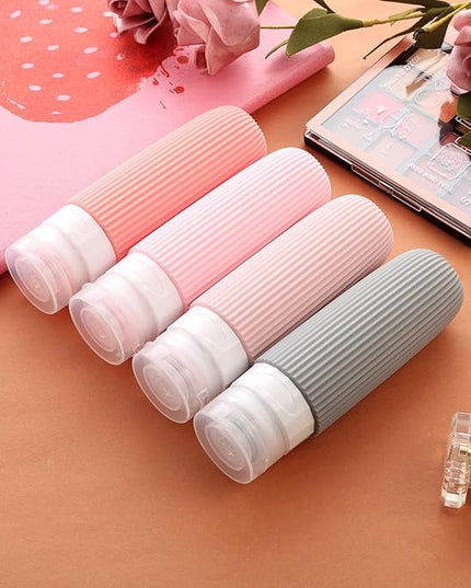 Travel Bottles for Toiletries, Tsa Approved 3oz Portable Travel Bottles, BPA Free Leak Proof Squeezable Silicone Travel Size Containers, Travel Accessories with Clear Toiletry Bag (4 Pack)