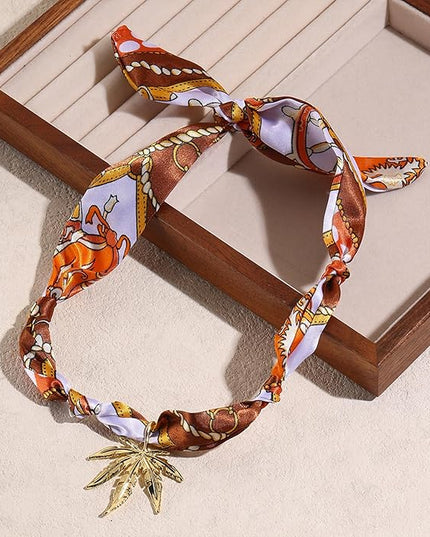 HETICA Scarf Necklace for Women Silk Western Charm Necklaces Fashion Accessory Jewelry Gift