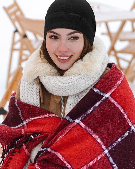 6 Pcs Fleece Skull Cap Men Fleece Beanie Winter Watch Hat Warm Polar Beanie Cap Thick Windproof Unisex for Outdoor Exercising