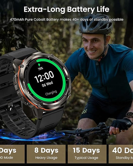 KOSPET Tank T3 Ultra 2 Smart Watch for Men GPS, Extra-Long Battery, Full Stainless Steel Body Rugged Smartwatch with Bluetooth Calling, 1.43" AMOLED Display, Pressure&Altitude&Compass