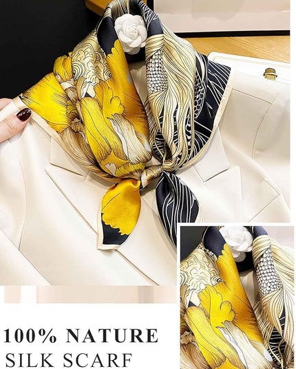 100% Mulberry Silk Scarf for Women Hair Lightweight Square Neckerchief Wrap For Head Scarves 21"