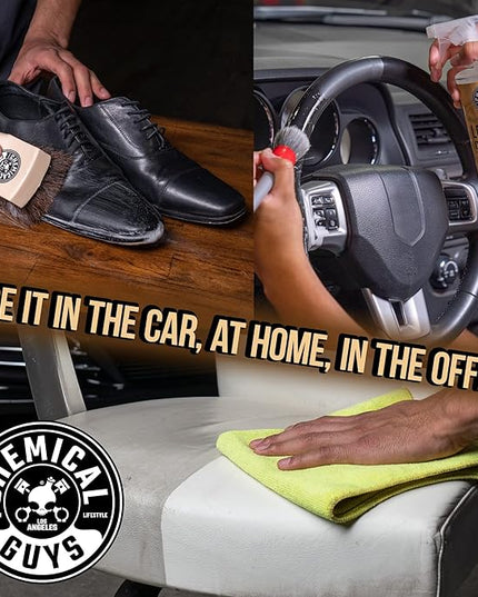 Chemical Guys Leather Cleaner and Conditioner Kit - Car Cleaner and Conditioner, Safely Cleans & Conditions Leather Car Interiors, Furniture, Shoes, Boots, Bags, Apparel & More, 2 Bottles (16 oz Each)