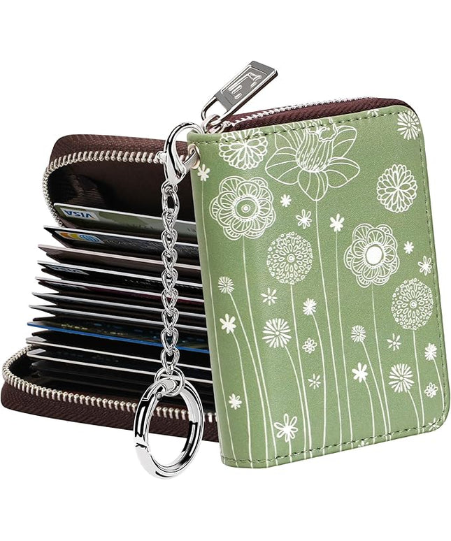 FurArt Zipper Wallet Women, RFID Blocking Credit Card Wallet, Business Card Holder, Compact Size KeyChain Wallet