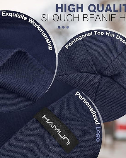 Slouchy Beanie for Women Men Soft Cotton Chemo Hats Double-Layer Warm Beanie Cap for Daily Wear & Transitional Seasons