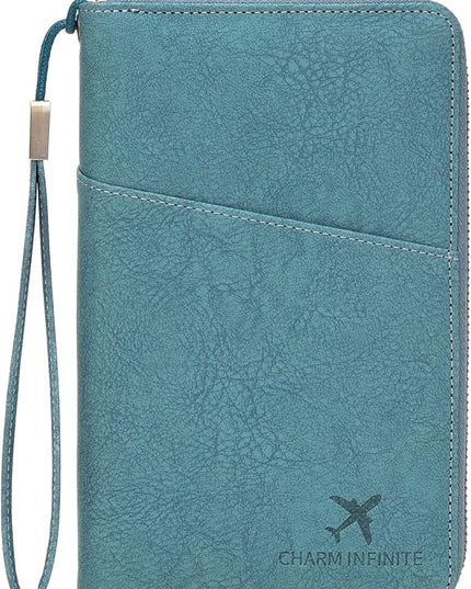 Family Passport Holder Wallet RFID Blocking Zippered Passport Wallet,Women and Men Travel Wallet Ladies Passport Cover