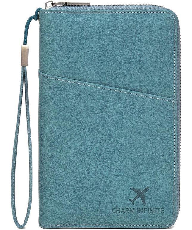Family Passport Holder Wallet RFID Blocking Zippered Passport Wallet,Women and Men Travel Wallet Ladies Passport Cover