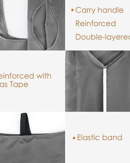 BeeGreen Grey Reusable Grocery Bags with Zipper Storage Pouch 10 Packs Gray Reusable Shopping Bags Bulk Foldable-Machine Washable