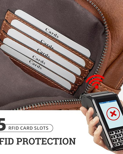 Leather Crossbody Bags for Women Small Sling Bag Anti Theft RFID Chest Purse Fanny Pack for Travel