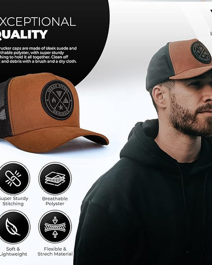 Urban Effort Mesh Back Cap - for Men and Women Baseball Hat 5-Panel Trucker Hat - Great Snapback Closure for Hunting & Hiking