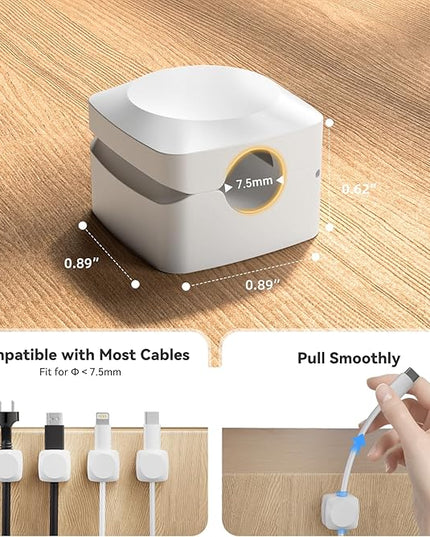 Rotatable Cord Organizer, Enhanced Spring Cable Clips, Strong Adhesive Cable Management, Desk Cord Holder for Nightstand, Office Accessories and Car (8*White)
