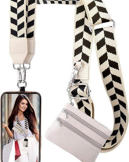 XANGNIER Clip and Go Strap for Phone with Wallet Crossbody, Phone Strap with Zippered Wallet, Adjustable Anti Theft Cellphone Lanyard for Women, Cellphone Chain Accessories,Multicolor 4