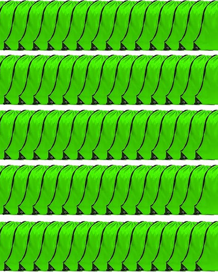 GoodtoU Drawstring Backpack Nylon Bags Pack Bulk Cinch Sack Gym Bag Drawstring Backpack for Sport, Traveling, Team (Green, 80Pcs)