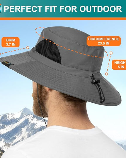 SUN CUBE Wide Brim Sun Hat Men Women, Fishing Hats Sun UV Protection, Mens Hiking Bucket Hat Safari Beach Boonie, UPF 50+