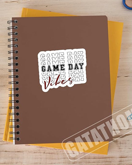 (3PCS) Game Day Vibes Football Sticker Decals Football Accessories Football Lover, Waterproof Vinyl Decal for Laptop Mug Tumbler Scrapbook Water Bottle Phone Case, Size 3" x 2.6 "