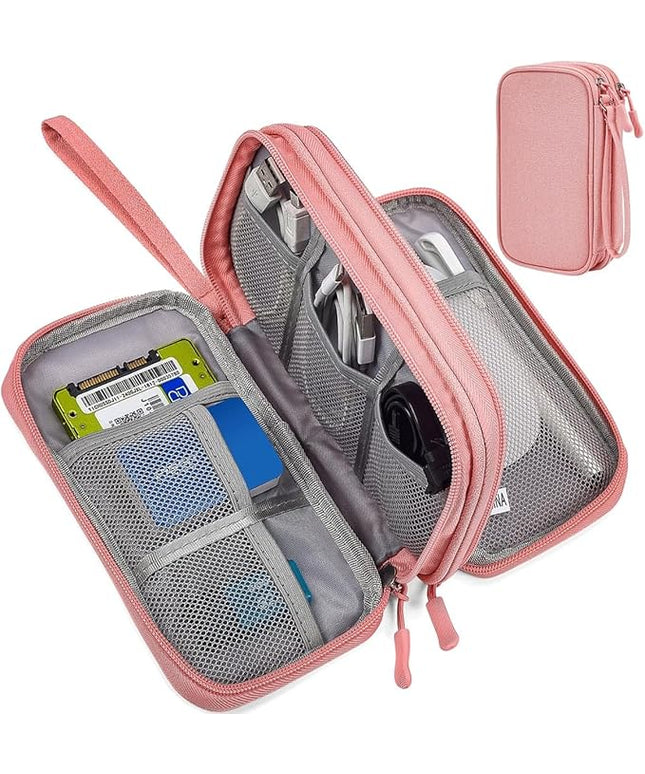 Electronic Organizer Travel Cable Accessories Bag, Electronic Organizer Case, Electronic Accessories Organizer Bag for Power Bank, Charging Cords, Chargers, Mouse, USB Cable, Earphones (Light Pink)