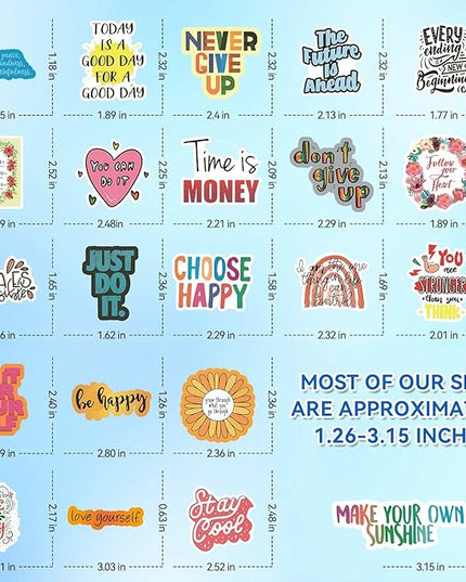 100pcs Inspirational Stickers, Motivational Quote Sticker for Water Bottle Adults Women Teen Boy Girl, Affirmation Stickers, Vinyl Positive Stickers Decals for Laptop Journal Computer Phone Case