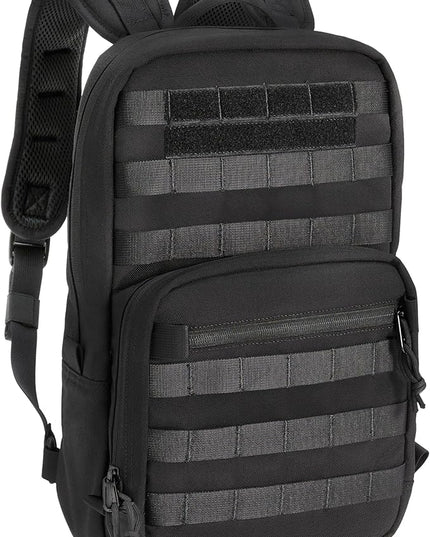 Cargo Works® 14" Black Tactical Laptop Backpack For Men, Small Backpack with MOLLE Attachments, EDC Compact Tactical Backpack