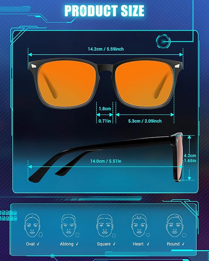 TIJN Blue Light Blocking Glasses Dual AR Coatings Amber Orange Lens for Computer Gaming