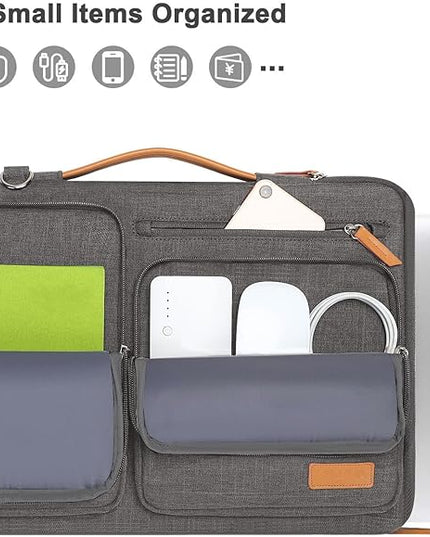 MOSISO 360 Protective Laptop Shoulder Bag,13-13.3 inch Computer Bag Compatible with MacBook, HP, Dell, Lenovo, Asus Notebook,Side Open Messenger Bag with 4 Zipper Pockets&Handle, Taupe Gray