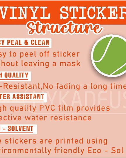 (3Pcs) Tennis Stickers Waterproof Vinyl Tennis Ball Decals for Water Bottle, Tumbler, Laptop, Phone Case, Poster Board, Scrapbooking, Team Players, Coach, 3" x 3"