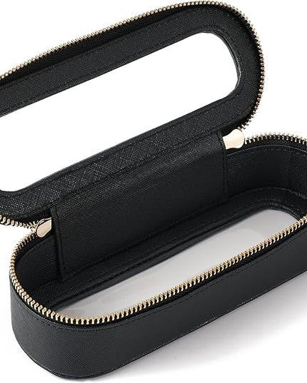 Aveniee Slim Clear Makeup Brush Bag, Small Cosmetic Brush Holder, Mini Toiletry Bag Travel Case for Women, Thin Make up Bags with Dual Zipper, Cute Travel Essentials Bag Organize - Black