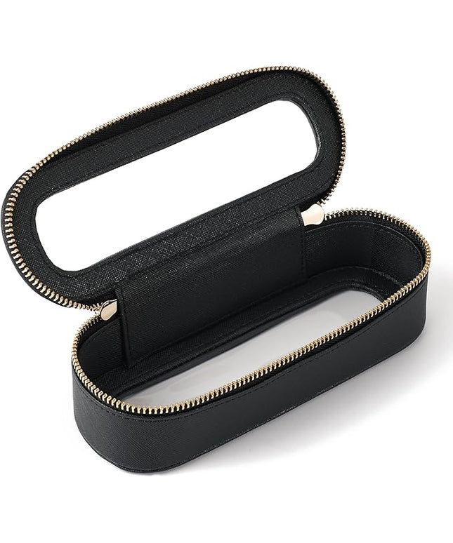Aveniee Slim Clear Makeup Brush Bag, Small Cosmetic Brush Holder, Mini Toiletry Bag Travel Case for Women, Thin Make up Bags with Dual Zipper, Cute Travel Essentials Bag Organize - Black