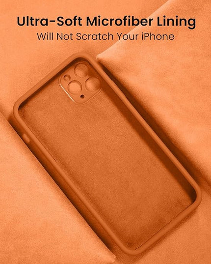 FireNova Designed for iPhone 13 Pro Max Case, Silicone [Camera Protection] Phone Case with [2 Screen Protectors], Soft Anti-Scratch Microfiber Lining Inside, 6.7 inch, Kumquat