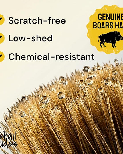 Soft Boar Hair Car Detailing Brush Set - 6-Pack - Scratch-Free Soft Bristle Cleaning Brushes - Reaches Tight Spots & Interior Car Cleaning Kit - Ergonomic & Durable Detailing Supplies
