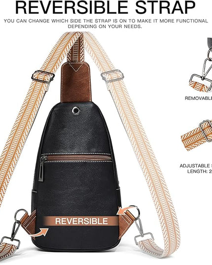 7L Sling Bag for Women Men Leather Small Sling Backpack Daypack Anti Theft Fanny Pack Crossbody Purse Travel
