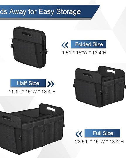 Femuar Car Trunk Organizer, Trunk Storage Organizer with 72L Large Capacity Waterproof Collapsible and 11 Pockets, Trunk Organizer for Suv/Jeep/Sedan, Large Size, Black
