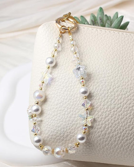 Beaded Phone Wrist Strap,Crystal Keychain Wristlet,Camera Strap Wrist,Cute Phone Chain Wristlet Purse Bag Charms