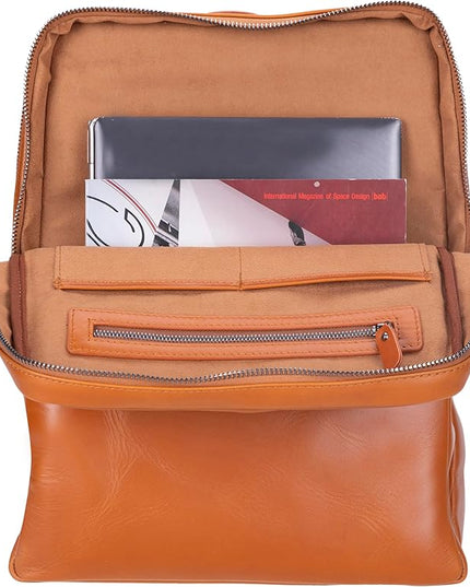 Osceola Genuine Leather Laptop Backpack for Men & Women, Handmade Leather Backpack Fits 16 Inch Laptop (Tan)