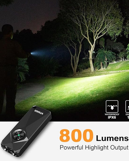 VTIGER K1 800 High Lumens Key Chain Light, Small EDC Rechargeable Keychain Flashlight, Compact LED Tiny Flashlight with Magnetic, Mini Clip-on Pocket Lights for Camping, Emergency, Everyday Carry