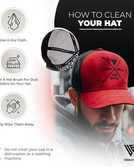 Urban Effort Mesh Back Cap - for Men and Women Baseball Hat 5-Panel Trucker Hat - Great Snapback Closure for Hunting & Hiking