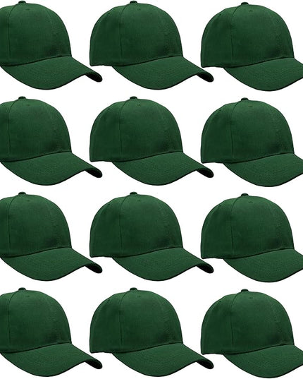 Falari Wholesale Bulk Lot 12-Pack Baseball Cap Adjustable Size Plain Blank Solid Color