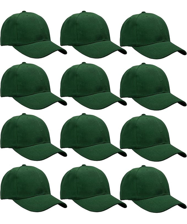 Falari Wholesale Bulk Lot 12-Pack Baseball Cap Adjustable Size Plain Blank Solid Color