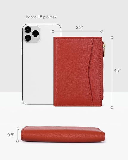 Oak Leathers Leather Wallet For Women - Small RFID Coin Purse Credit Card & ID Holder for Ladies, Gift for Women's, Bifold Wallets (Nappa Orange)
