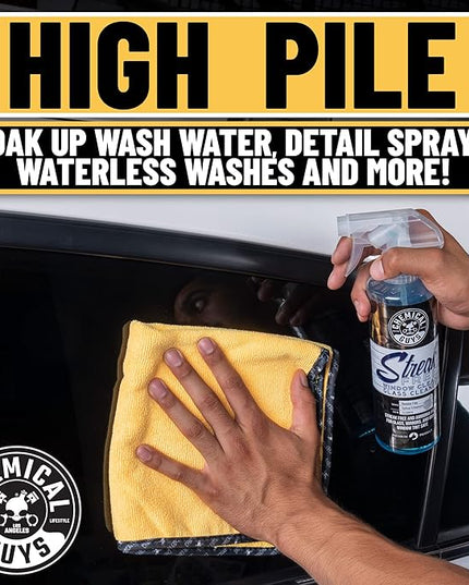 Chemical Guys Professional Grade Premium Microfiber Towels for Cars, Gold, 16" x 16", Ultra-Soft and Scratch-Free Car Detailing Cloths for Trucks, Motorcycles, and More - 3 Pack