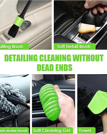 Viewsun 30pcs Car Cleaning Kit, Car Interior Detailing Kit with High Power Handheld Vacuum, Detailing Brush Set, Windshield Cleaner, Cleaning Gel, Complete Auto Accessories for Men, Women