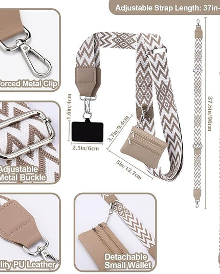 XANGNIER Clip and Go Strap for Phone with Wallet Crossbody, Phone Strap with Zippered Wallet, Adjustable Anti Theft Cellphone Lanyard for Women, Cellphone Chain Accessories,Multicolor 21